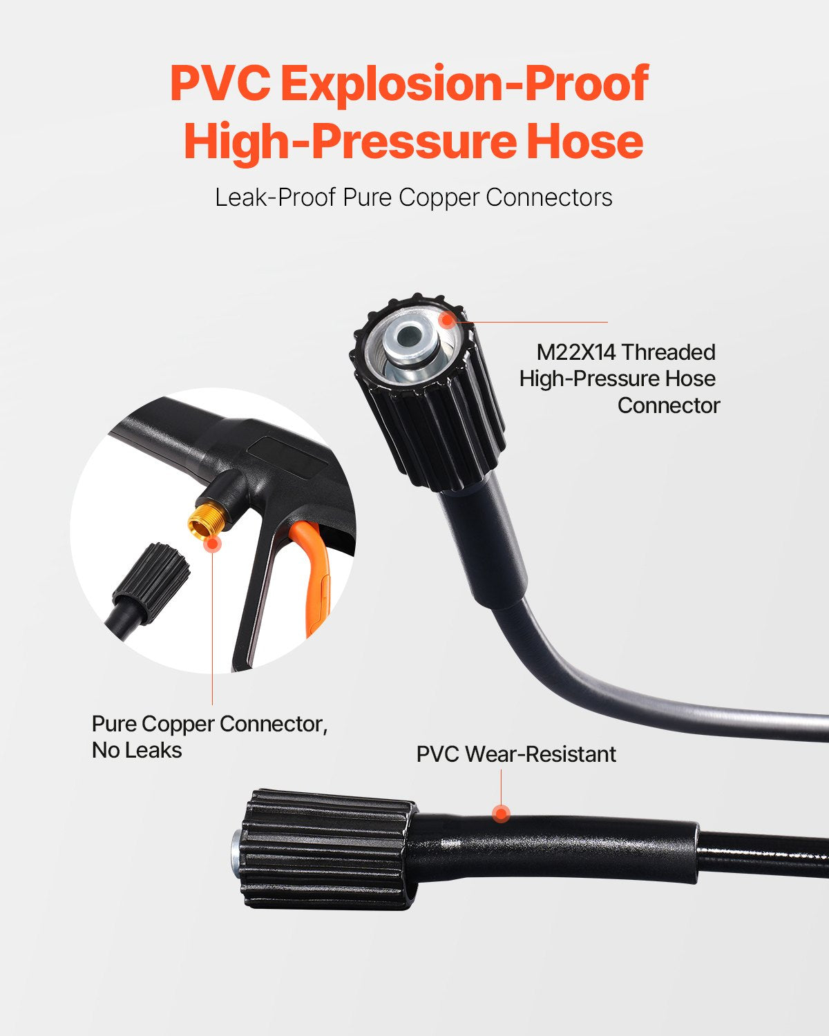 VEVOR Electric Pressure Washer, Max 4500 PSI and 3.2 GPM With Pressure Adjustment, High Power Pressure Cleaning Machine with 4 Quick Connect Nozzles, for Cars/Fences/Driveways/Patios/Home Cleaning - 2000PSIDDGYQB7U1I001V1 - view 6