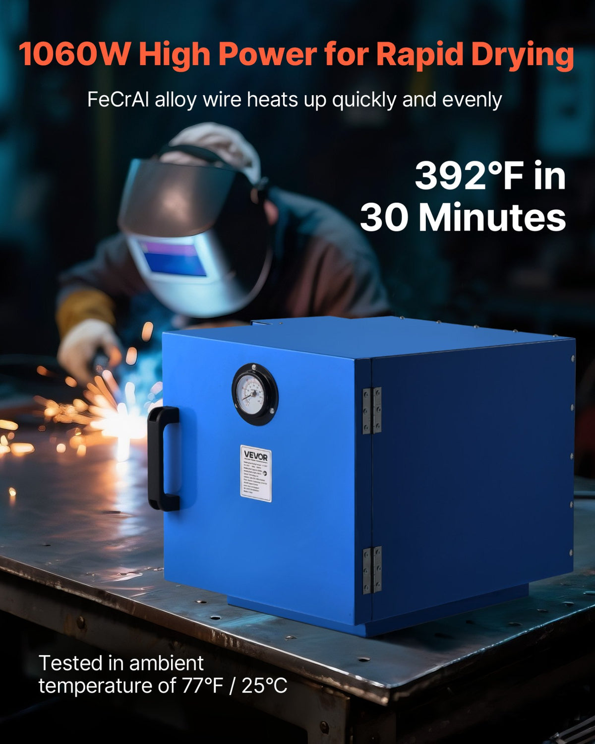 VEVOR Welding Rod Oven, 200LBS Capacity Countertop Electrodes Drying Oven 1060W 120V, 104°F - 392°F Adjustable Welding Rods Dryer for 18-inch Stick Electrode - with Locking Latch & Temperature Gauge - 200BFXTSDHTHIUKJQ001V9 - view 3
