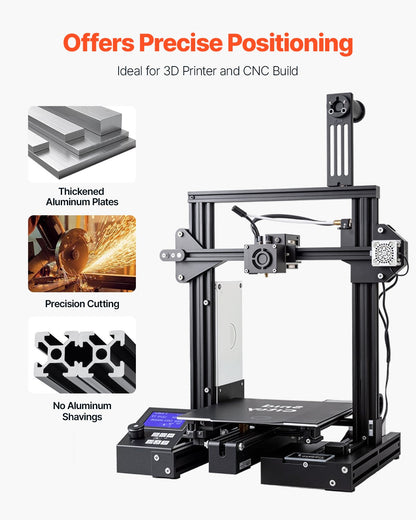 VEVOR 4PCS 47.2 in (1200mm) T Slot 2020 Aluminum Extrusion Profile, European Standard Anodized Linear Rail, High-Strength Extruded Aluminum Rail for 3D Printer, CNC Machine DIY, Laser Engraving, Black - 2020OBLXC4JZ2RFAO001V0 - view 6