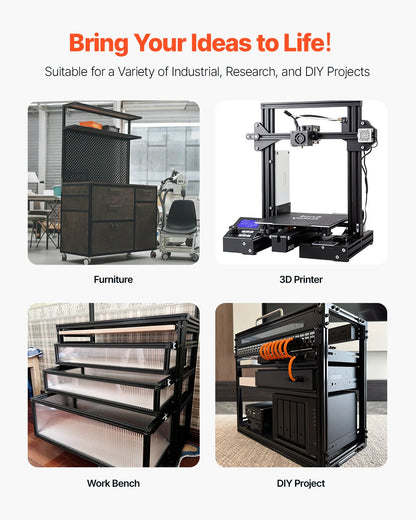 VEVOR 4PCS 39.4 in (1000mm) T Slot 2040 Aluminum Extrusion Profile, European Standard Anodized Linear Rail, High-Strength Extruded Aluminum Rail for 3D Printer, CNC Machine DIY, Laser Engraving, Black - 2040OBLXCDG4XXI6C001V0 - view 7