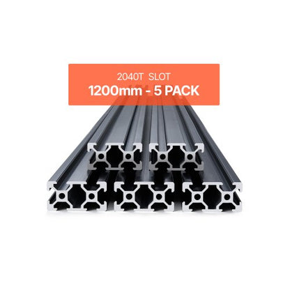 VEVOR 5PCS 47.2 in (1200mm) T Slot 2040 Aluminum Extrusion Profile, European Standard Anodized Linear Rail, High-Strength Extruded Aluminum Rail for 3D Printer, CNC Machine DIY, Laser Engraving, Black - 2040OBLXCDG5PC6JT001V0 - view 2