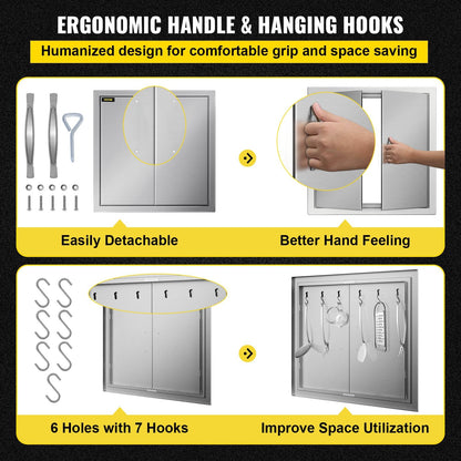 VEVOR Double BBQ Access Doors, 24 x 24 in, 304 Stainless Steel — view 4