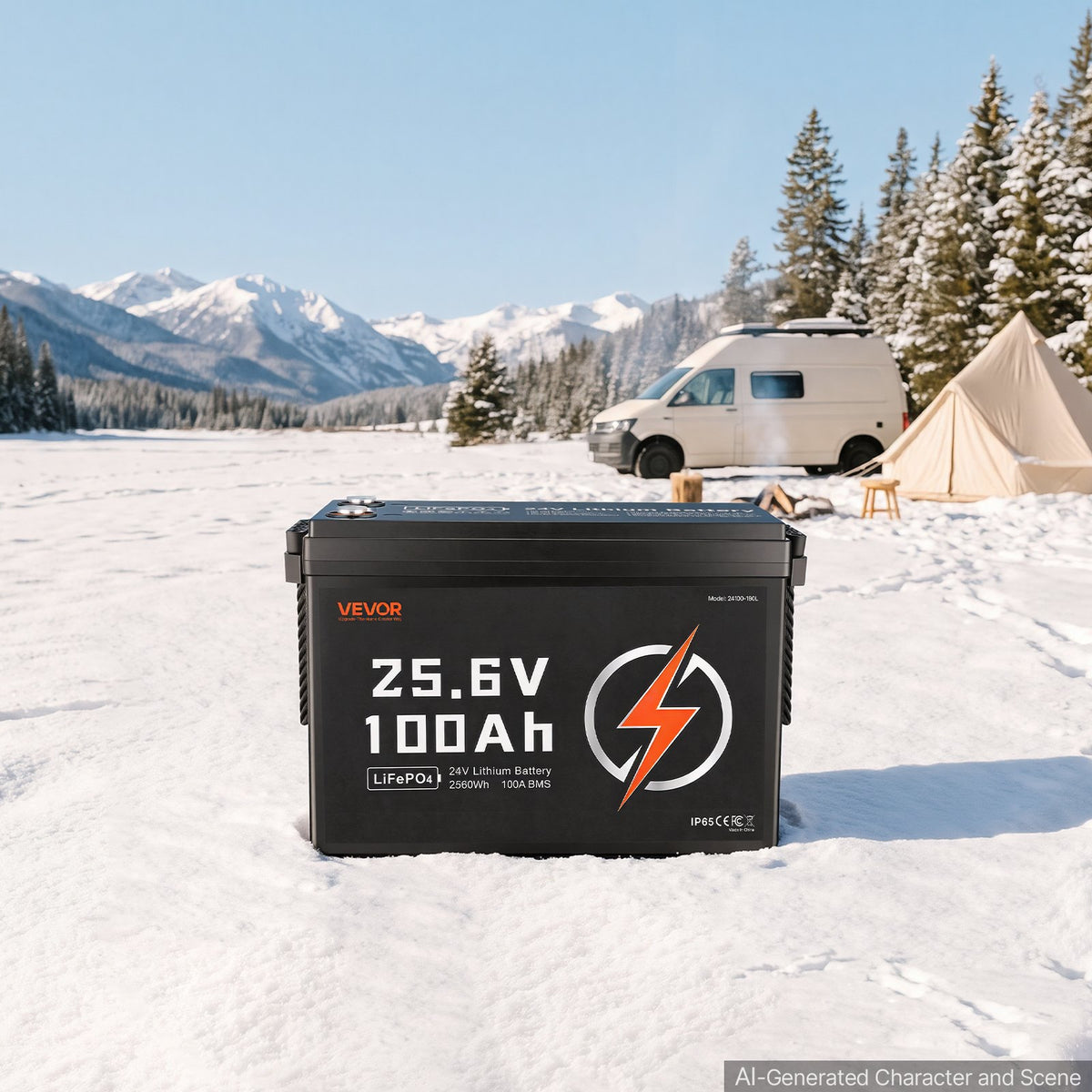 VEVOR 24V 100Ah LiFePO4 Lithium Battery 4000+ Cycles Built-in 100A BMS, Lithium Battery with Low Temperature Protection, Supports 8P2S Connection, 2560Wh Energy, for RV, Trolling Motor, Marine, Solar - 24VLDCWLY1009AS2T001V9 - view 9