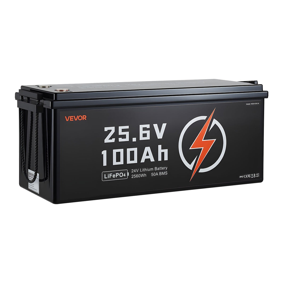 VEVOR 24V 100Ah LiFePO4 Lithium Battery, Built-in 50A BMS, Deep Cycle Lithium Rechargeable Battery with Low Temperature Protection, 4000+ Cycles, Max. 2560Wh, for RV, Camper, Trolling Motors, Marine - 24VLDCWLY100UUNC8001V9 - view 10