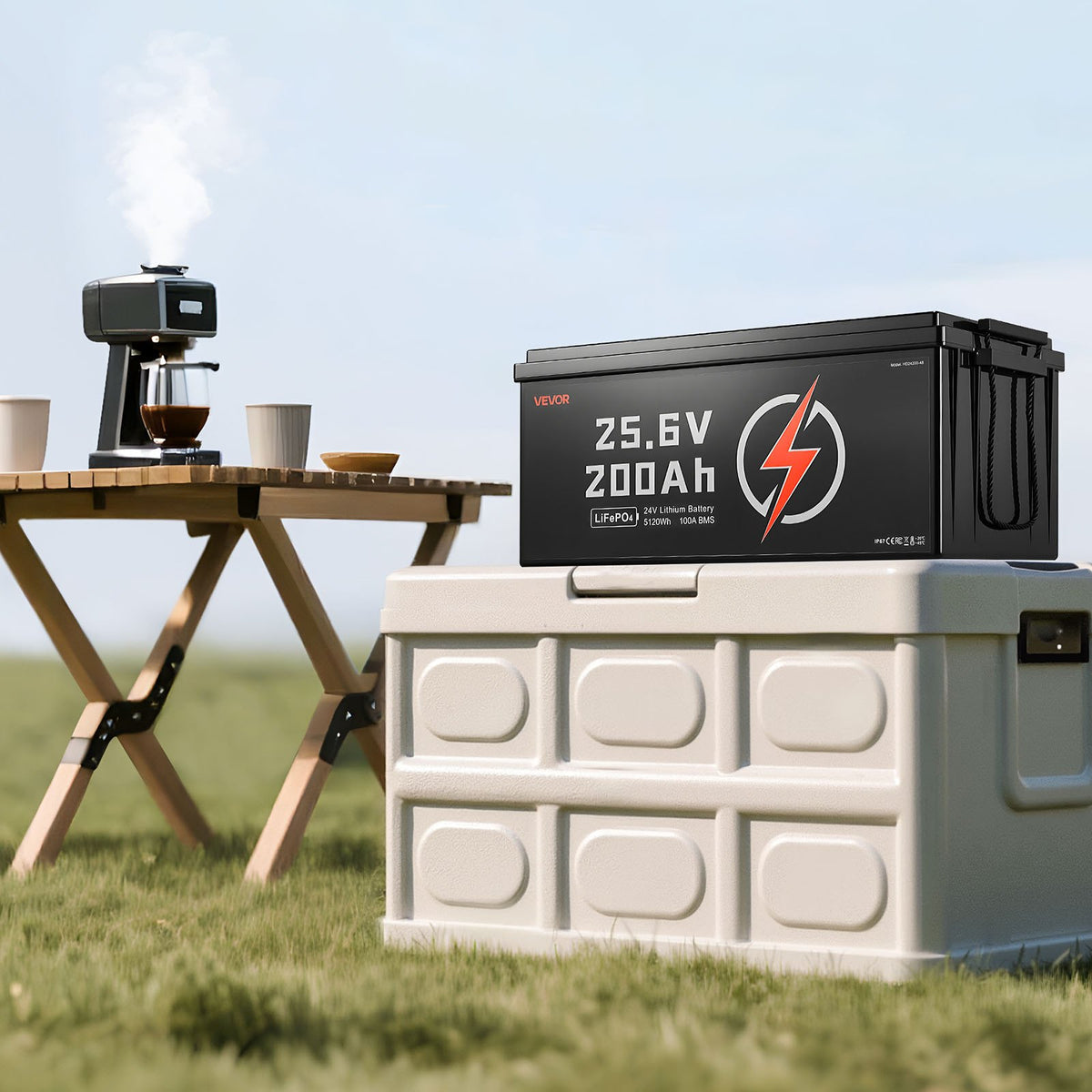 VEVOR 24V 200Ah LiFePO4 Lithium Battery, Built-in 100A BMS, Deep Cycle Lithium Rechargeable Battery with Low Temperature Protection, 4000+ Cycles, Max. 5120Wh, for RV, Camper, Trolling Motors, Marine - 24VLDCWLY200I7L0M001V9 - view 9