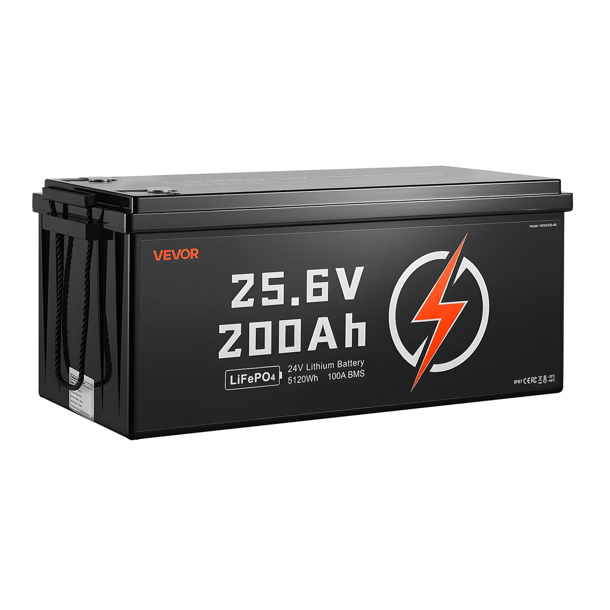 VEVOR 24V 200Ah LiFePO4 Lithium Battery, Built-in 100A BMS, Deep Cycle Lithium Rechargeable Battery with Low Temperature Protection, 4000+ Cycles, Max. 5120Wh, for RV, Camper, Trolling Motors, Marine - 24VLDCWLY200I7L0M001V9 - view 10
