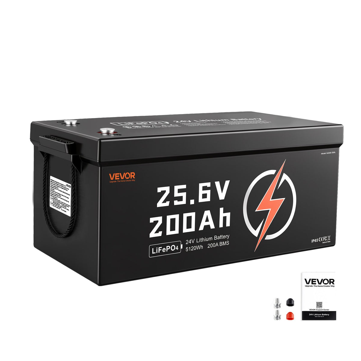 VEVOR 24V 200Ah LiFePO4 Lithium Battery 4000+ Cycles Built-in 200A BMS, Lithium Battery with Low Temperature Protection, Supports 8P2S Connection, 5120Wh Energy, for RV, Trolling Motor, Marine, Solar - 24VLDCWLY200PFWHW001V9 - view 10