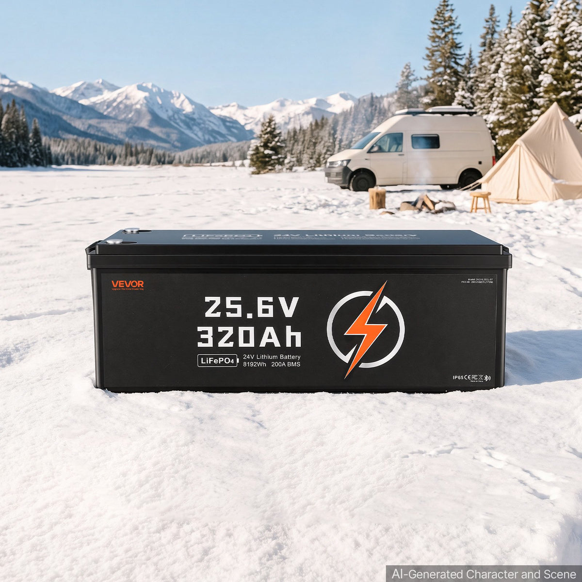 VEVOR 24V 320Ah LiFePO4 Lithium Battery 4000+ Cycles 200A BMS with Bluetooth, 8192Wh Lithium Battery with Low Temperature Protection, Supports 8P2S Connection, for RV, Trolling Motor, Marine, Solar - 24VLDCYLY320XR1ZE001V9 - view 9