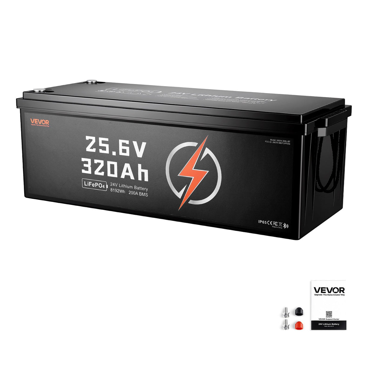 VEVOR 24V 320Ah LiFePO4 Lithium Battery 4000+ Cycles 200A BMS with Bluetooth, 8192Wh Lithium Battery with Low Temperature Protection, Supports 8P2S Connection, for RV, Trolling Motor, Marine, Solar - 24VLDCYLY320XR1ZE001V9 - view 10
