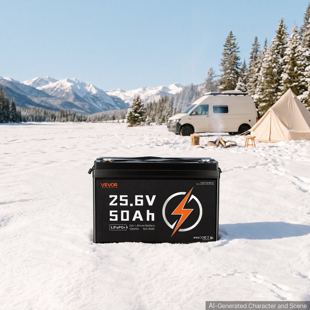 VEVOR 24V 50Ah LiFePO4 Lithium Battery 4000+ Cycles 50A BMS with Bluetooth, 1280Wh Lithium Battery with Low Temperature Protection, Supports 8P2S Connection, for RV, Trolling Motor, Marine, Solar - 24VLDCYLY50A1CZ68001V9 - view 9