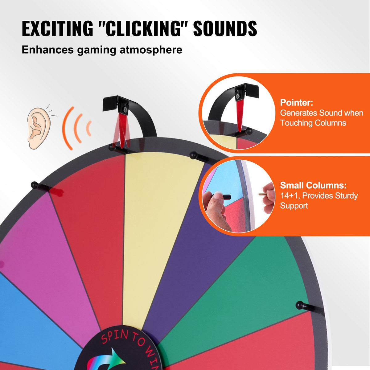 VEVOR 24 inch Spinning Prize Wheel, 14 Slots Spinning Wheel with Height Adjustable Stand, Roulette Wheel with a Dry Erase, and a Storage Bag, Win Fortune Spin Games in Party Pub Trade Show Carnival - 24YCCSZL000000001V0 - view 5