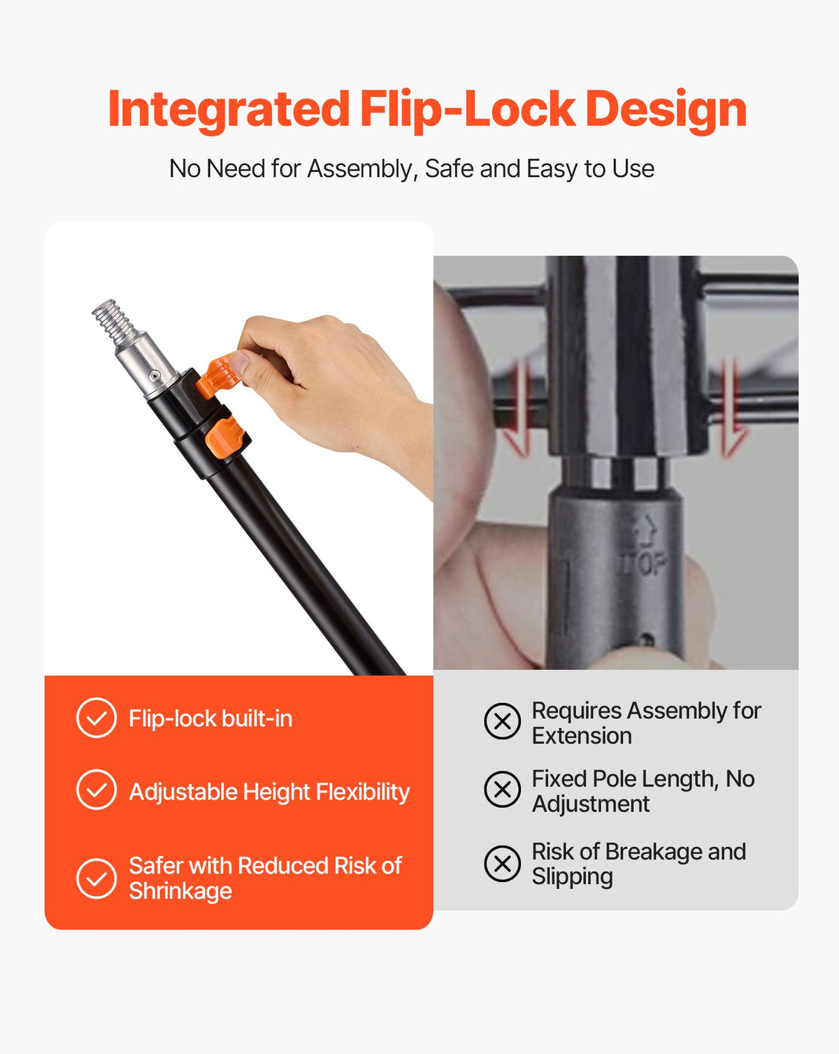 VEVOR Telescopic Extension Pole, 1.76-4 FT Multi-Purpose Extendable Pole, Sturdy Aluminum Alloy Paint Pole Extension with Flip-Lock Design, High Reach Roller Stick for Painting, Dusting and Cleaning - 24YCGTYZGJS0W3MT2001V0 - view 5