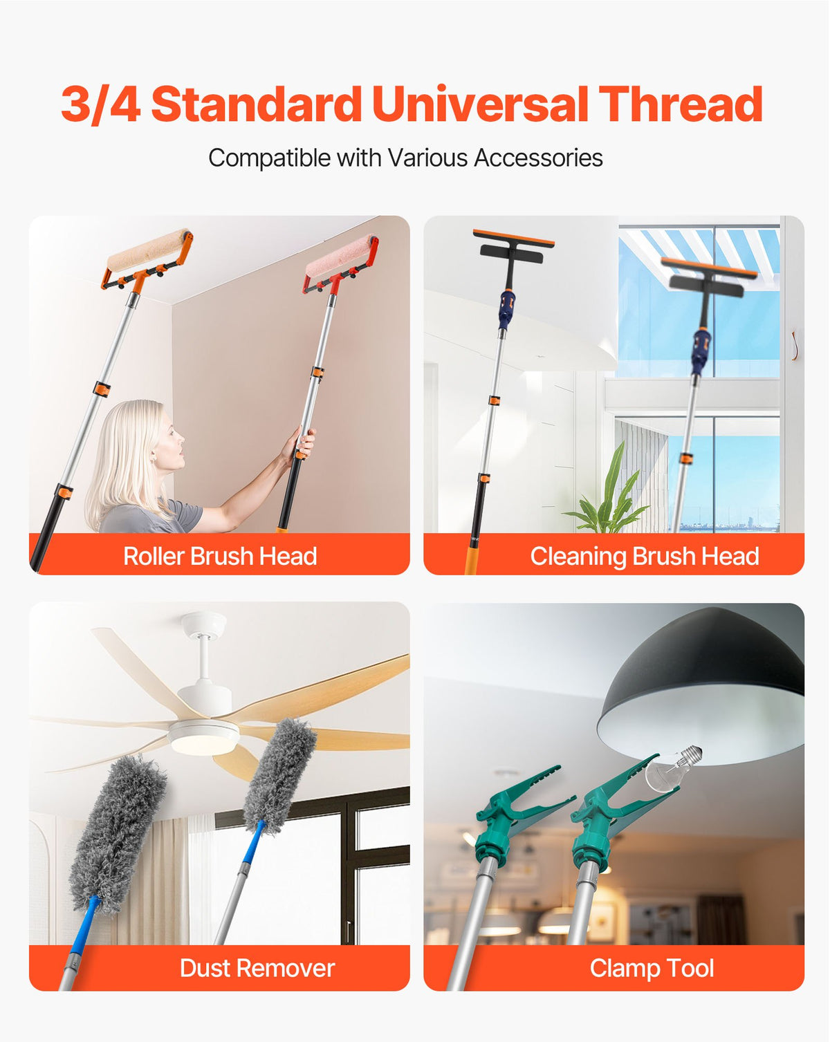 VEVOR Telescopic Extension Pole, 1.76-4 FT Multi-Purpose Extendable Pole, Sturdy Aluminum Alloy Paint Pole Extension with Flip-Lock Design, High Reach Roller Stick for Painting, Dusting and Cleaning - 24YCGTYZGJS0W3MT2001V0 - view 7
