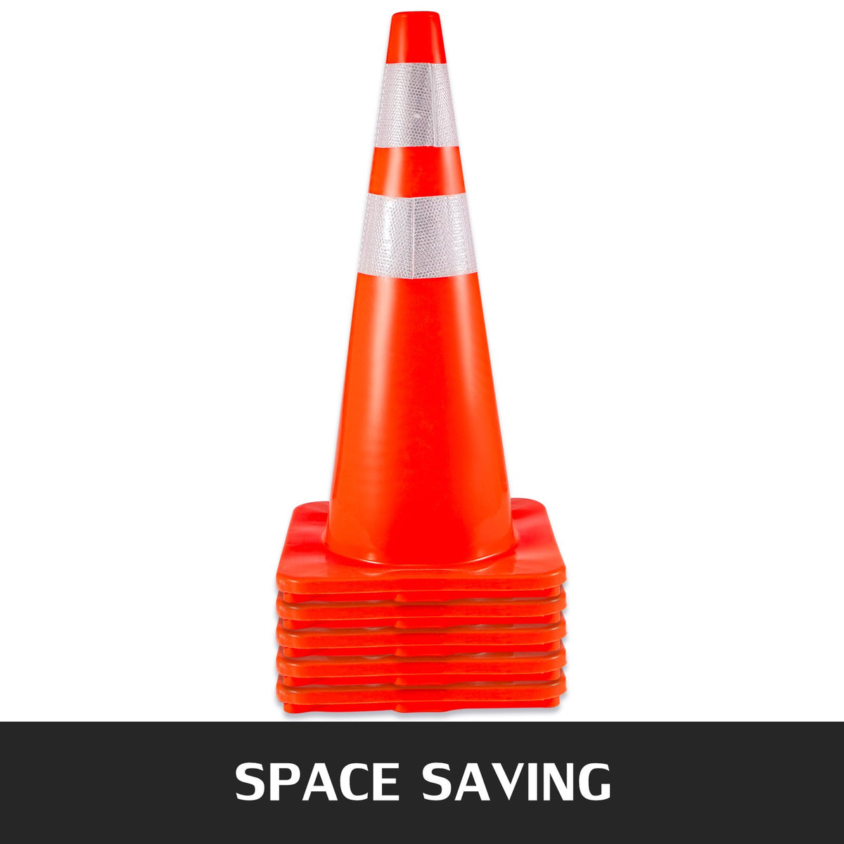 VEVOR 6Pack Traffic Cones, 28\"Safety Cones, PVC Orange Traffic Safety Cone with Reflective Collar, for Road Parking Training Cones - 28INQHBJMLZ6PCS01V0 - view 7