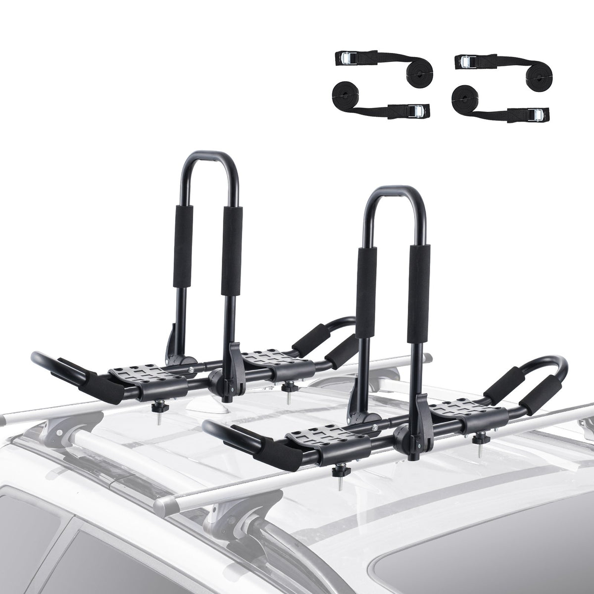 VEVOR Kayak Roof Rack 1 Pair J-Bar, Soft Roof Rack, Top Mount Tie Down, Carrier for kayak, Surf Board, Canoe, SUP, Ski Board, Mount on Car, SUV, Truck, 2 Kayaks - 2H1KHJG2J000BSG1PV0 - view 1