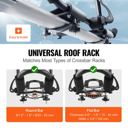 VEVOR Kayak Roof Rack 1 Pair J-Bar, Soft Roof Rack, Top Mount Tie Down, Carrier for kayak, Surf Board, Canoe, SUP, Ski Board, Mount on Car, SUV, Truck, 2 Kayaks - 2H1KHJG2J000BSG1PV0 - view 5