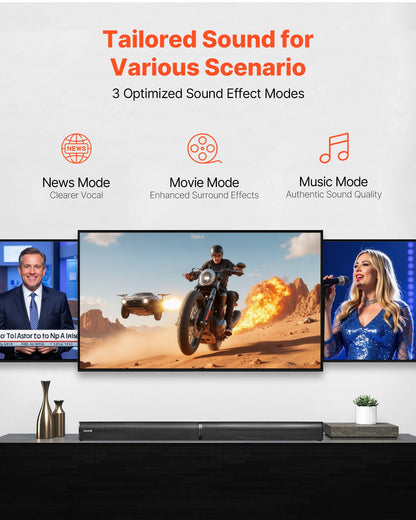 VEVOR Sound Bar for Smart TV, 2.0 Channel, 32-Inch 2 in 1 Detachable Soundbar TV Speakers, with Bluetooth HDMI AUX USB Connection, Remote Control, 80W Surround Sound System, for Home Theater Audio - 2H1STXYX32INZGJVK001V1 - view 5