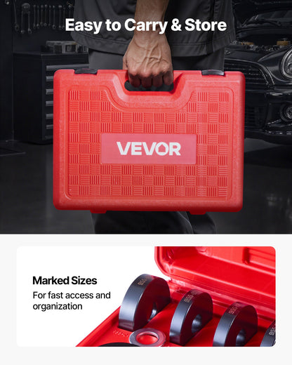 VEVOR Bearing Press Kit, 10+24 Pcs, 2 in 1 Ball Joint Press & Wheel Bearing Puller Kit, Race and Seal Driver Set with 13 Bushings, C-Frame and Sleeves, Heavy Duty Removal Installation Set with Case - 2H1ZCCT10JT2I40X6001V0 - view 7