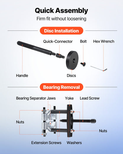 VEVOR Bearing Press Kit, 52+14 Pcs, 2 in 1 Bushing Driver Tool & Bearing Press Kit, Race and Seal Driver Set with 49 Bushings, Separators and Jaws, Heavy Duty Removal Installation Tool Set with Case - 2H1ZCCT52JT1LUXXE001V0 - view 6