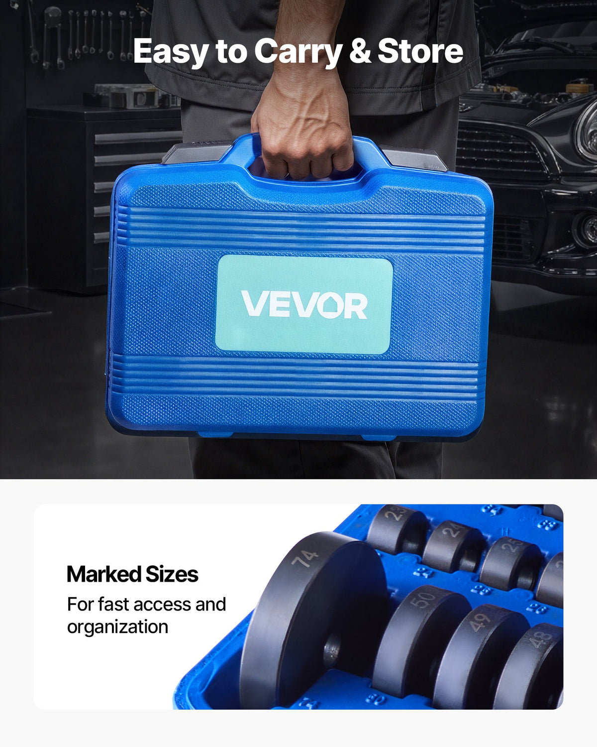 VEVOR Bearing Press Kit, 52+14 Pcs, 2 in 1 Bushing Driver Tool & Bearing Press Kit, Race and Seal Driver Set with 49 Bushings, Separators and Jaws, Heavy Duty Removal Installation Tool Set with Case - 2H1ZCCT52JT1LUXXE001V0 - view 7