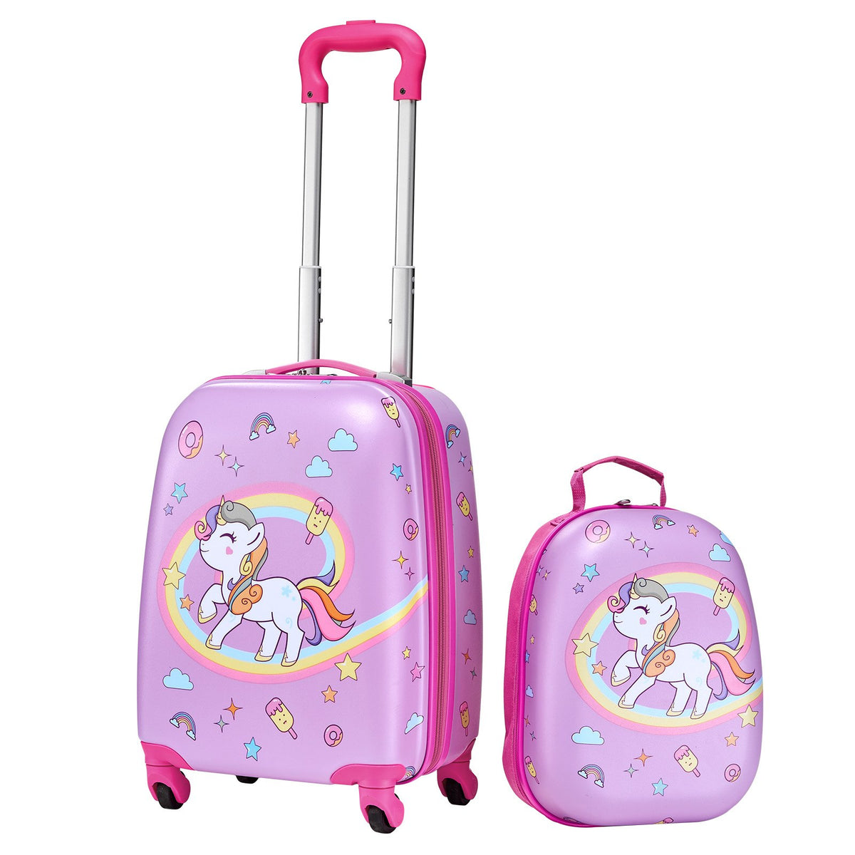 VEVOR Kids Luggage Set, 2 Piece, 18 Inch Hardside Rolling Wheels Suitcase with Hard-Shell Backpack, Unicorn Kids Carry on Luggage Set, Holiday Birthday Gift for Girls & Boys, Airline Approved - 2JTETXLX2PCS9S1IW001V0 - view 1