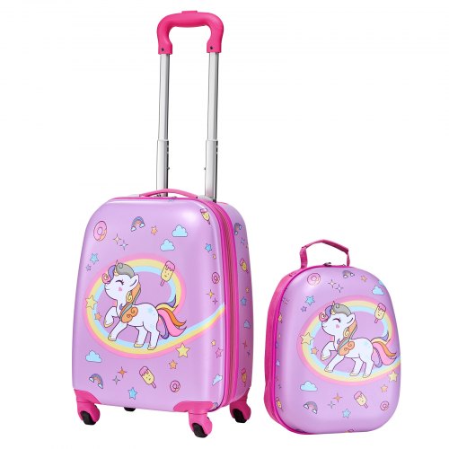 VEVOR Kids Luggage Set, 2 Piece, 18 Inch Hardside Rolling Wheels Suitcase with Hard-Shell Backpack, Unicorn Kids Carry on Luggage Set, Holiday Birthday Gift for Girls & Boys, Airline Approved - 2JTETXLX2PCS9S1IW001V0 - view 2
