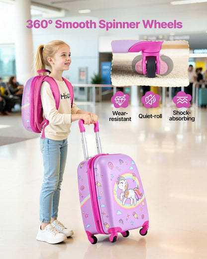 VEVOR Kids Luggage Set, 2 Piece, 18 Inch Hardside Rolling Wheels Suitcase with Hard-Shell Backpack, Unicorn Kids Carry on Luggage Set, Holiday Birthday Gift for Girls & Boys, Airline Approved - 2JTETXLX2PCS9S1IW001V0 - view 5