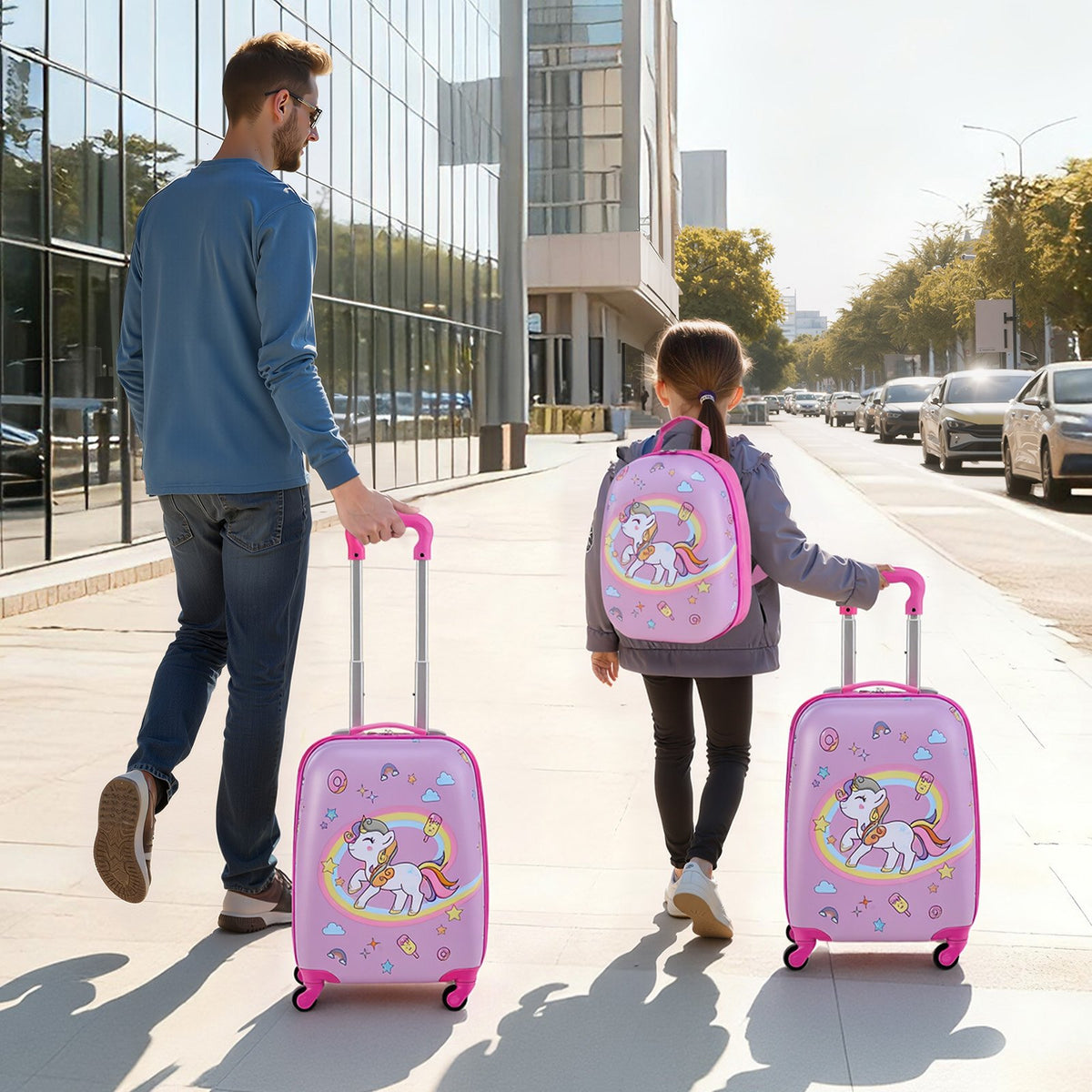 VEVOR Kids Luggage Set, 2 Piece, 18 Inch Hardside Rolling Wheels Suitcase with Hard-Shell Backpack, Unicorn Kids Carry on Luggage Set, Holiday Birthday Gift for Girls & Boys, Airline Approved - 2JTETXLX2PCS9S1IW001V0 - view 9