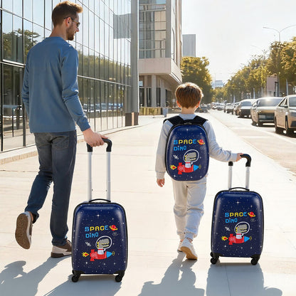 VEVOR Kids Luggage Set, 2 Piece, 18 Inch Hardside Rolling Wheels Suitcase with Hard-Shell Backpack, Dinosaur Kids Carry on Luggage Set, Holiday Birthday Gift for Girls & Boys, Airline Approved - 2JTETXLX2PCSJ0HWG001V0 - view 9