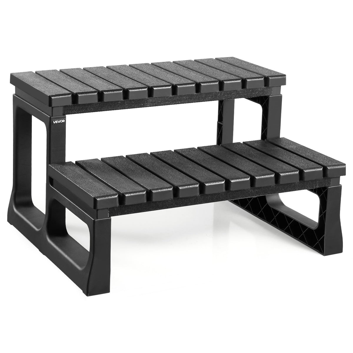 VEVOR Hot Tub Steps, 2-Step Spa Outdoor Stairs, Heavy Duty 23.6 inch Wide PP Above-Ground/Inflatable Pool Ladder with 320 lbs Weight Capacity, Multi-Use for Porch, Patio, Deck, Campers, Black - 2JTJBDCWGNWFB79O5001V0 - view 1