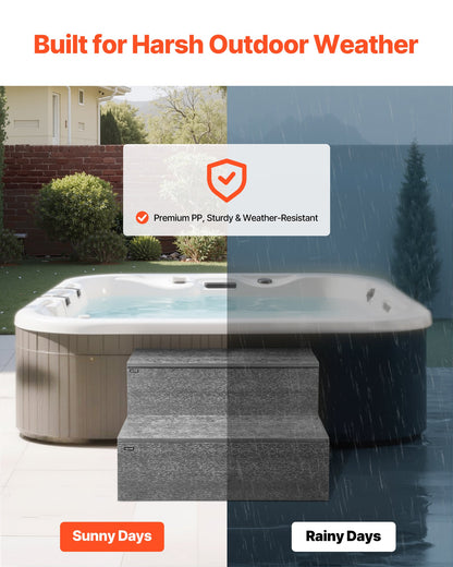 VEVOR Hot Tub Steps, 2-Step Spa Outdoor Stairs, Heavy Duty 25 inch Wide HIPS Above-Ground/Inflatable Pool Ladder with 600 lbs Weight Capacity, Multi-Use for Porch, Patio, Deck, Campers, Graphite Gray - 2JTJBDCWGNWFQ1SDC001V0 - view 5