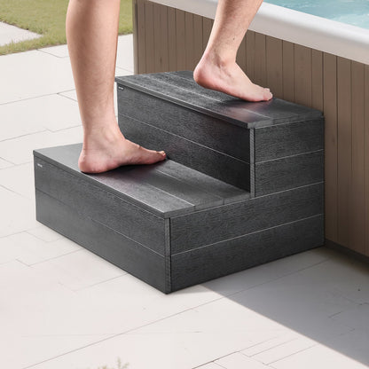 VEVOR Hot Tub Steps, 2-Step Spa Outdoor Stairs, Heavy Duty 25 inch Wide HIPS Above-Ground/Inflatable Pool Ladder with 600 lbs Weight Capacity, Multi-Use for Porch, Patio, Deck, Campers, Graphite Gray - 2JTJBDCWGNWFQ1SDC001V0 - view 9