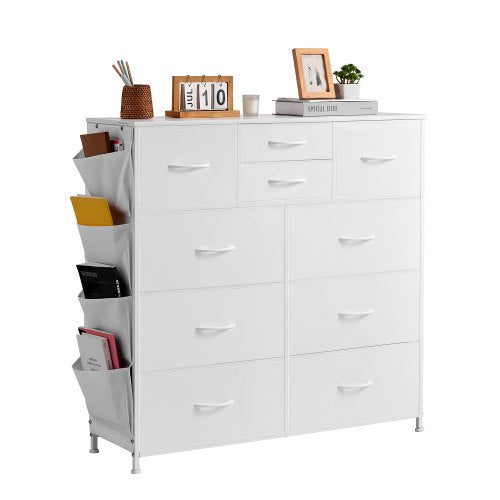 VEVOR 10 Drawer Dresser, Fabric Drawer Dresser with Fabric Bins, Closet Storage Drawers with Easy Pull Handle and Sturdy Steel Frame, Fabric Storage Tower for Bedroom, Hallway, Closet, Nursery, White - 2LZWCTJ6C4XCVO1PAV0 - view 2