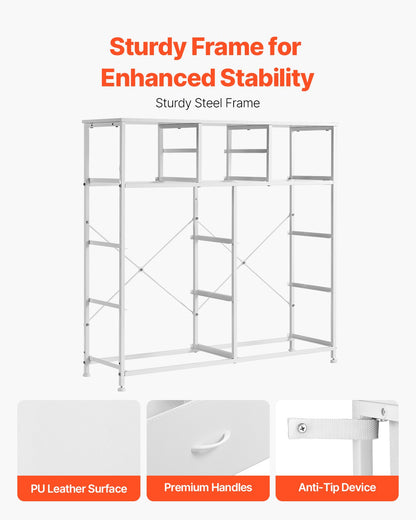 VEVOR 10 Drawer Dresser, Fabric Drawer Dresser with Fabric Bins, Closet Storage Drawers with Easy Pull Handle and Sturdy Steel Frame, Fabric Storage Tower for Bedroom, Hallway, Closet, Nursery, White - 2LZWCTJ6C4XCVO1PAV0 - view 6