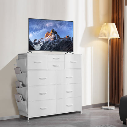 VEVOR 10 Drawer Dresser, Fabric Drawer Dresser with Fabric Bins, Closet Storage Drawers with Easy Pull Handle and Sturdy Steel Frame, Fabric Storage Tower for Bedroom, Hallway, Closet, Nursery, White - 2LZWCTJ6C4XCVO1PAV0 - view 9