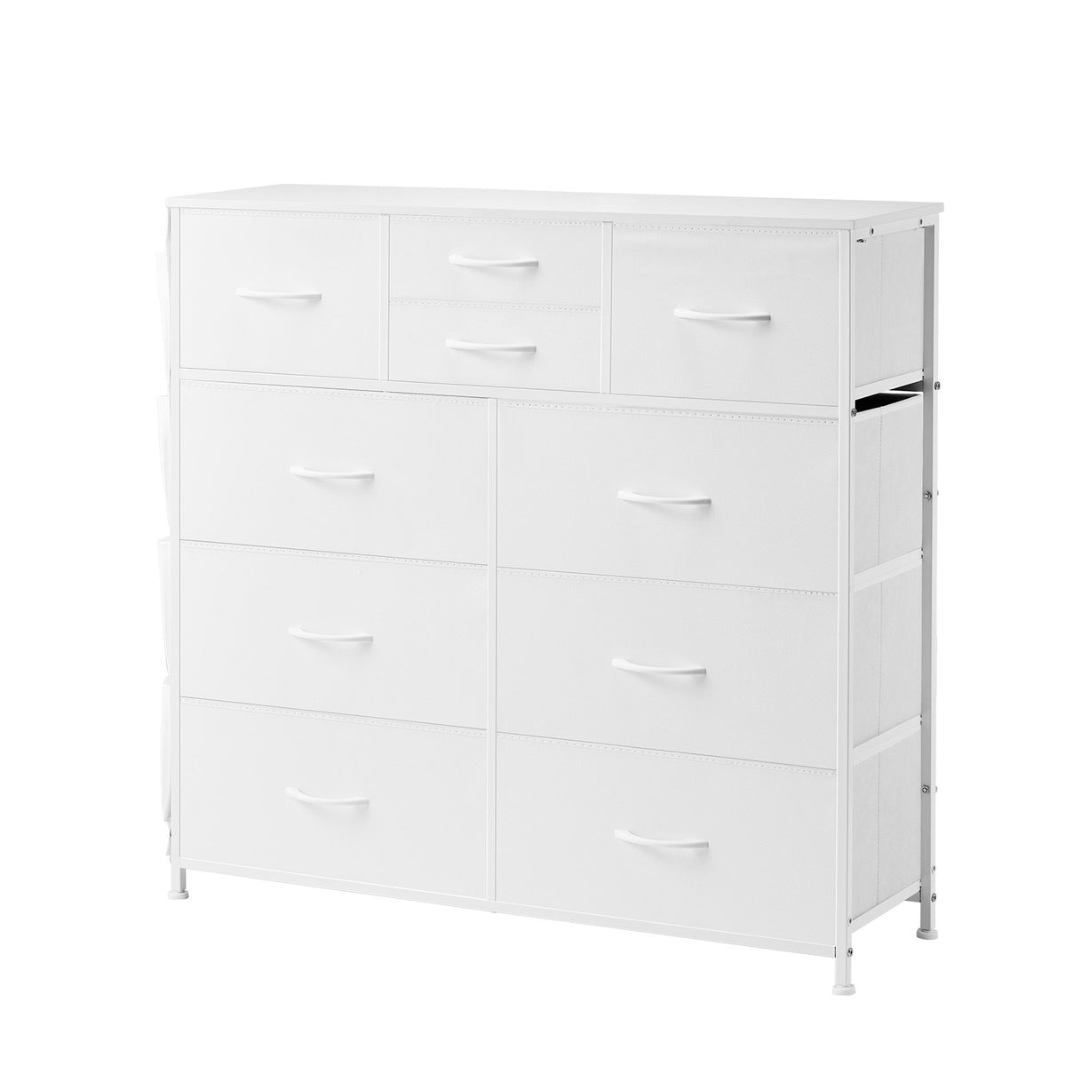 VEVOR 10 Drawer Dresser, Fabric Drawer Dresser with Fabric Bins, Closet Storage Drawers with Easy Pull Handle and Sturdy Steel Frame, Fabric Storage Tower for Bedroom, Hallway, Closet, Nursery, White - 2LZWCTJ6C4XCVO1PAV0 - view 10
