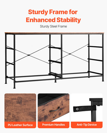 VEVOR 6 Drawer Dresser, Tall Chest Organizer Drawer Dresser, TV Stand with Storage, Closet Storage Drawers with Sturdy Steel Frame, Fabric Storage Tower for Bedroom, Hallway, Closet, Rustic Brown - 2LZWCTJ6C505O3TX9V0 - view 6