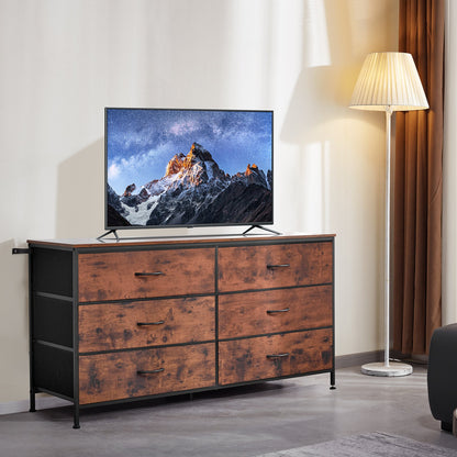 VEVOR 6 Drawer Dresser, Tall Chest Organizer Drawer Dresser, TV Stand with Storage, Closet Storage Drawers with Sturdy Steel Frame, Fabric Storage Tower for Bedroom, Hallway, Closet, Rustic Brown - 2LZWCTJ6C505O3TX9V0 - view 9