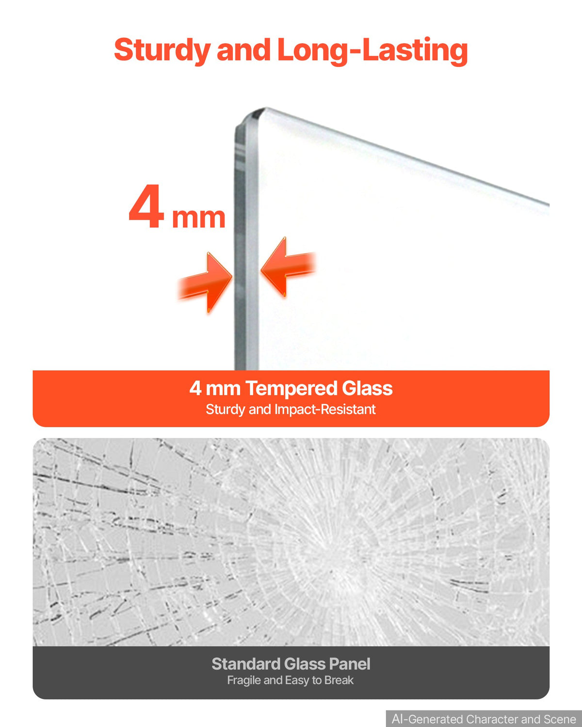 VEVOR Glass Dry Erase Board 2 Pack 35.4 x 23.6 in White Magnetic Whiteboard, Wall-Mounted, Frameless, Thick Tempered Glass, with Markers, Magnets and Eraser, for Office, School Classroom, Home Study - 2PCZKGCBLBGQ2R0BB001V0 - view 4