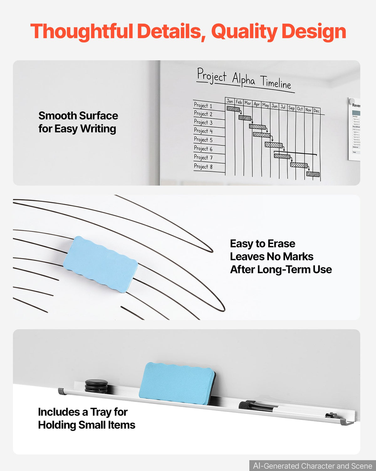 VEVOR Glass Dry Erase Board 2 Pack 35.4 x 23.6 in White Magnetic Whiteboard, Wall-Mounted, Frameless, Thick Tempered Glass, with Markers, Magnets and Eraser, for Office, School Classroom, Home Study - 2PCZKGCBLBGQ2R0BB001V0 - view 5
