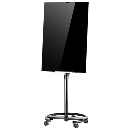 VEVOR Glass Dry Erase Board 35.4 x 23.6 in Magnetic Whiteboard Round Base, Frameless, Mobile with Stand and Wheels, Includes Markers, Magnets and Eraser