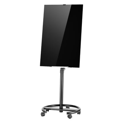 VEVOR Glass Dry Erase Board 35.4 x 23.6 in Magnetic Whiteboard Round Base, Frameless, Mobile with Stand and Wheels, Includes Markers, Magnets and Eraser