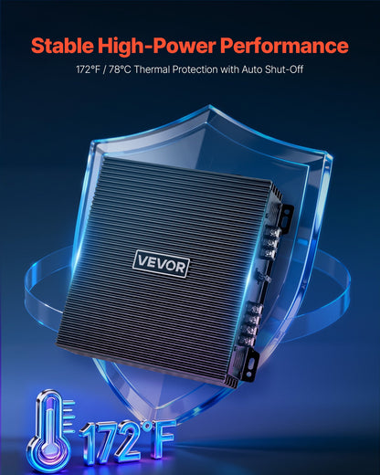 VEVOR 2 Channel Car Audio Amplifier 2 Ohm Stable Bridgeable Class A/B Full Range Stereo Amp Max Power 2 x 300W @ 4 Ohm / 2 x 600W @ 2 Ohm for Car SUV Truck Off-Road - 2TDABL2X150WJE7E1001V9 - view 5