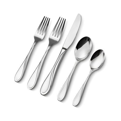 VEVOR 65-Piece Silverware Set, Food-Grade Stainless Steel Flatware Utensils, Mirror Finished Cutlery Set, Dishwasher Safe Eating Tableware for Kitchen Home, Service for 12, Include Knife Fork Spoon - 304BXGCJTZ65LRCMSV0 - view 2