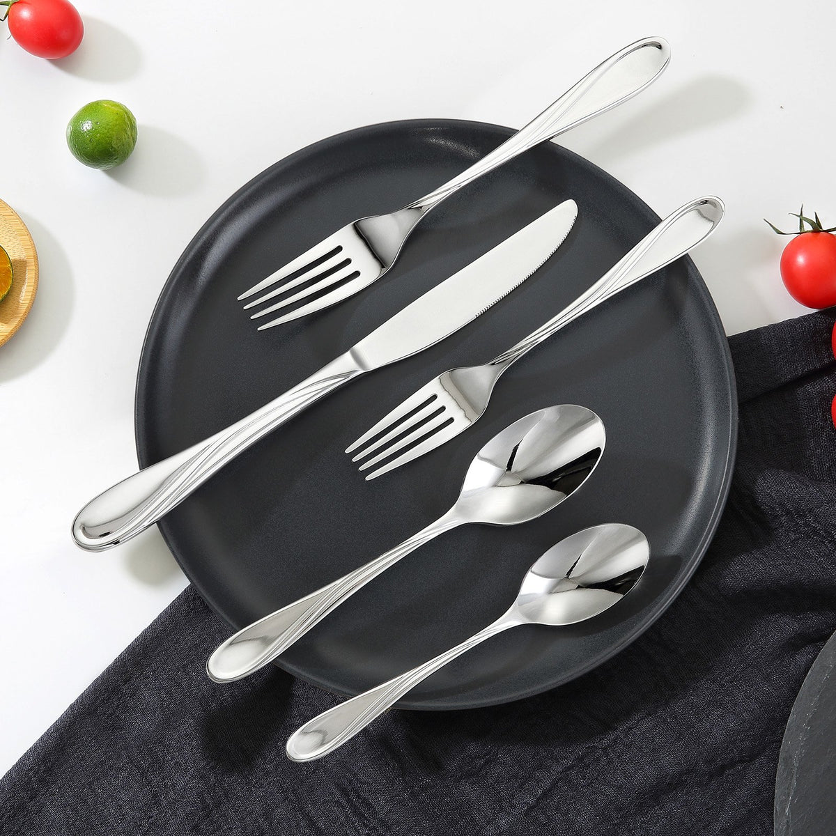 VEVOR 65-Piece Silverware Set, Food-Grade Stainless Steel Flatware Utensils, Mirror Finished Cutlery Set, Dishwasher Safe Eating Tableware for Kitchen Home, Service for 12, Include Knife Fork Spoon - 304BXGCJTZ65LRCMSV0 - view 9