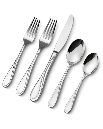 VEVOR 45-Piece Silverware Set, Food-Grade Stainless Steel Flatware Utensils, Mirror Finished Cutlery Set, Dishwasher Safe Eating Tableware for Kitchen Home, Service for 8, Include Knife Fork Spoon - 304BXGCJTZBXPRNR2V0 - view 1