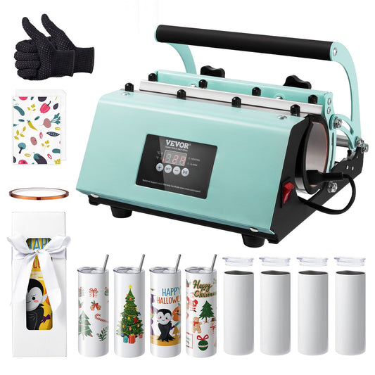 VEVOR Tumbler Heat Press Machine and Sublimation Tumblers, Tumbler Press Set with 8pcs 20OZ Blank Tumblers, Mug Press Cup Press for 11-30oz Tumblers Mug