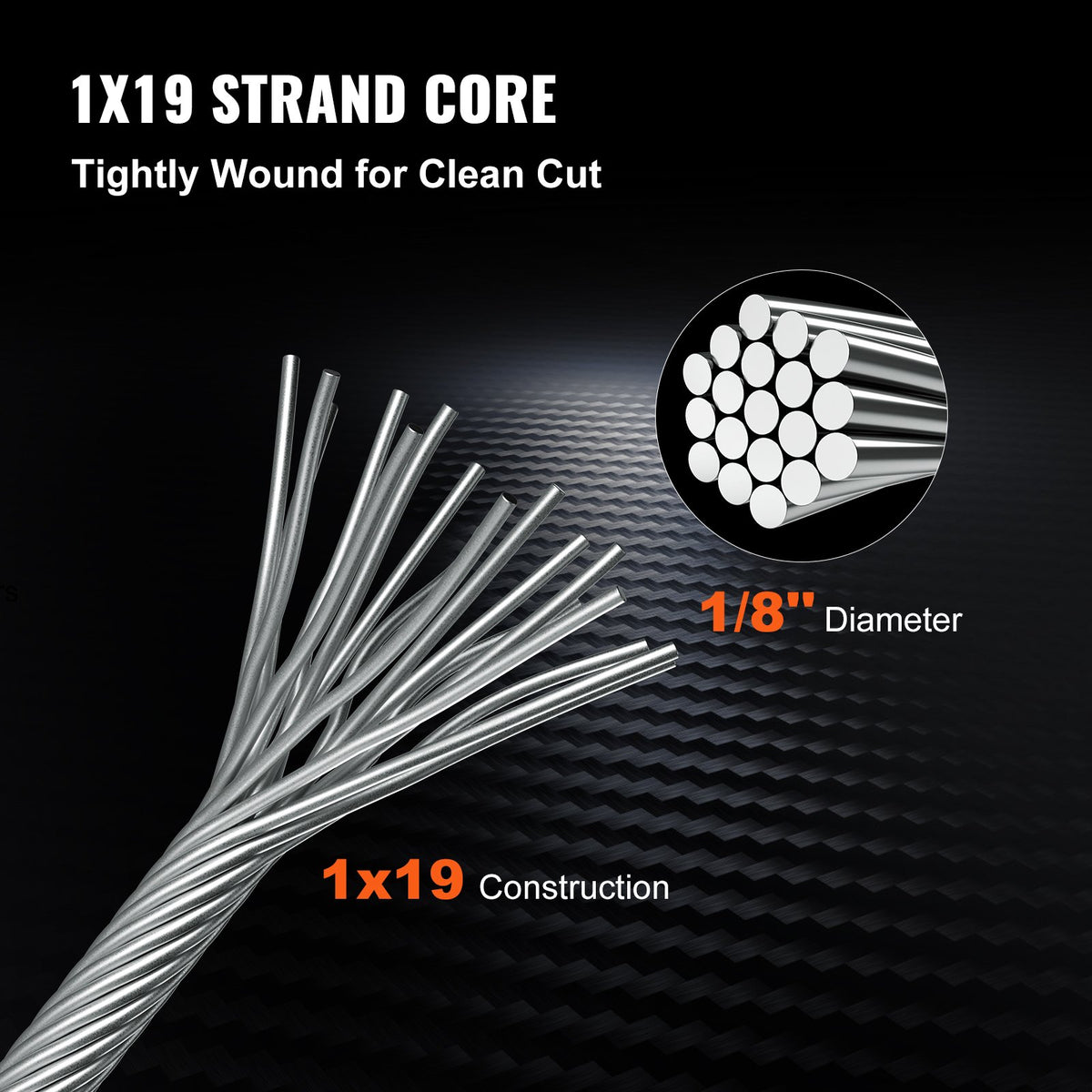 VEVOR Stainless Steel Wire Rope - 1/8", 500 ft, 1x19 - product view 3