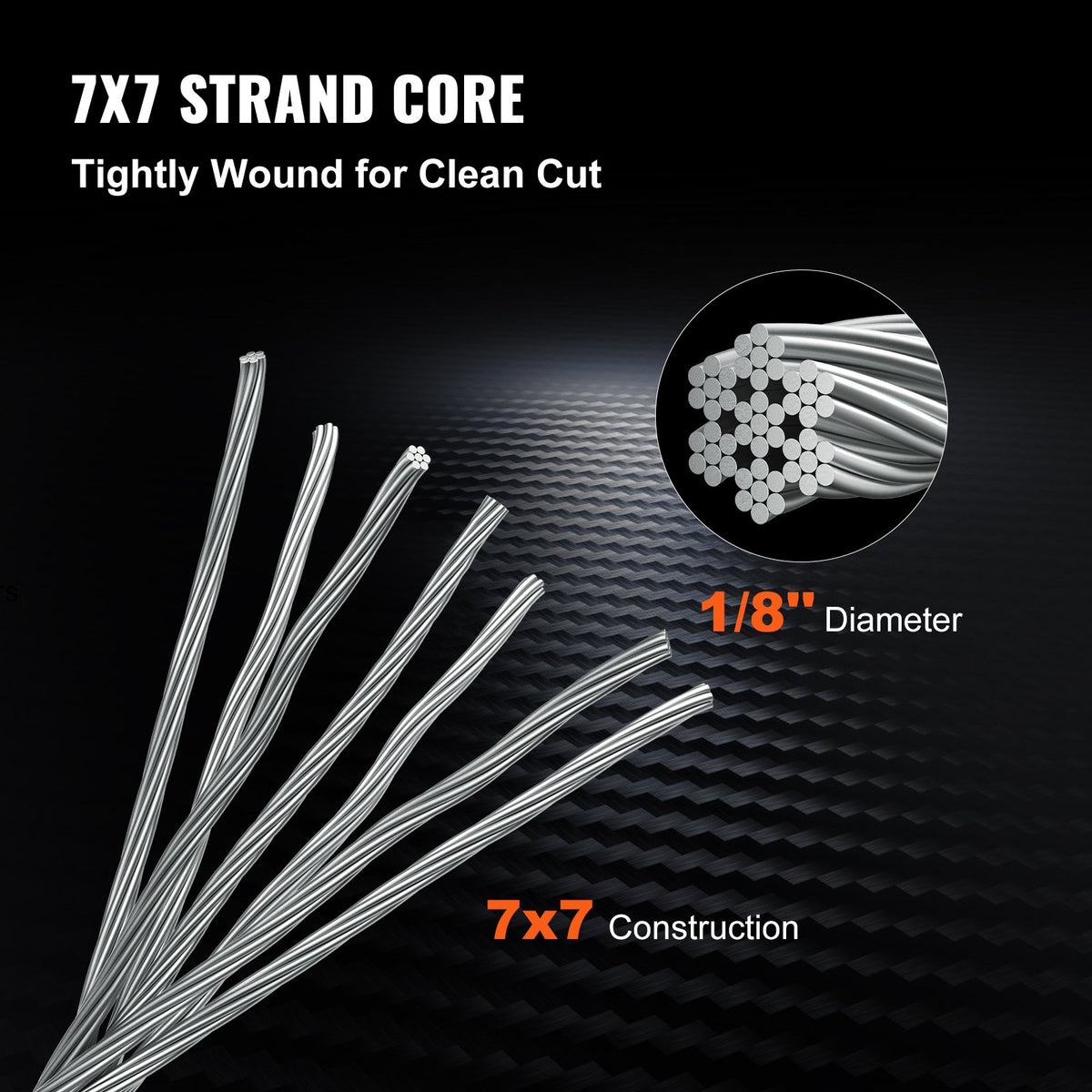 VEVOR Stainless Steel Wire Rope - 1/8" (3.2 mm), 500 ft, 7x7 - product view 3