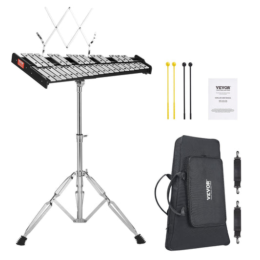 VEVOR 32 Note Glockenspiel Xylophone Bell Kit, Professional Percussion Instrument Set with Mallets, Drum Sticks, Music Stand, Adjustable Stand and Carrying Bag for Students & Adults - 32YFZQYZJWLX0A1C1V0 - view 1